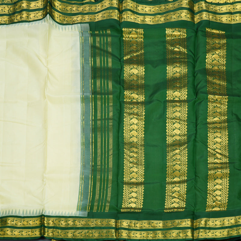 Hayagrivas Handloom Half-White Ten Yards Silk Saree KSBE116C6-5