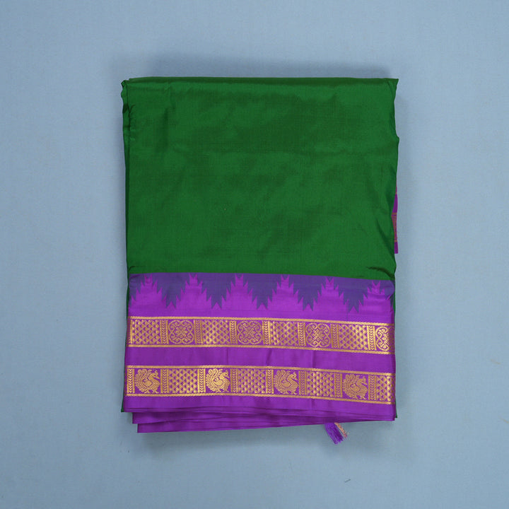 Hayagrivas Handloom Bottle Green Ten Yards Silk Saree KSBE117C3-5