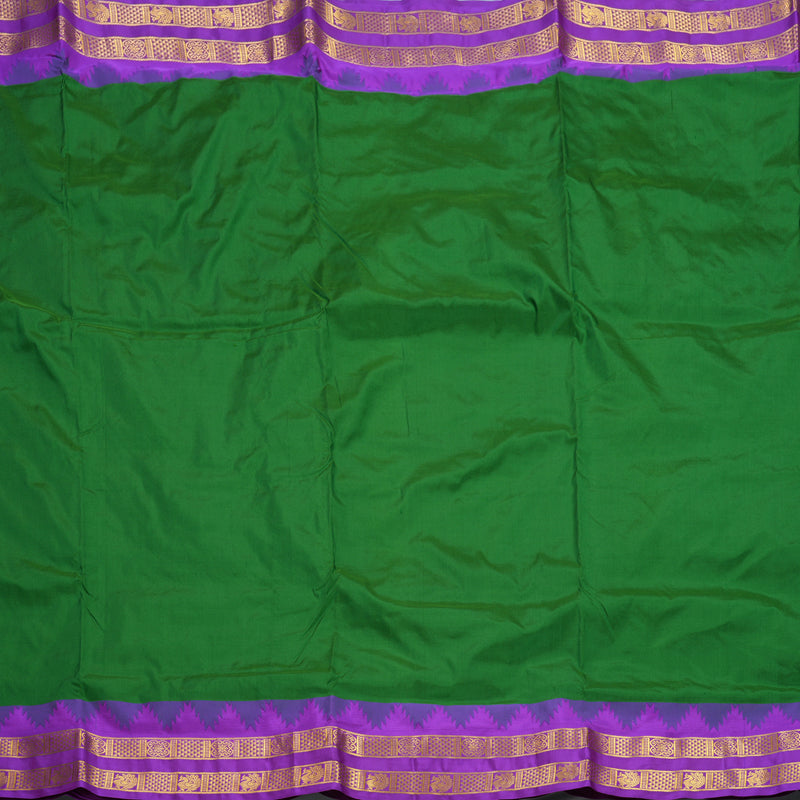 Hayagrivas Handloom Bottle Green Ten Yards Silk Saree KSBE117C3-5