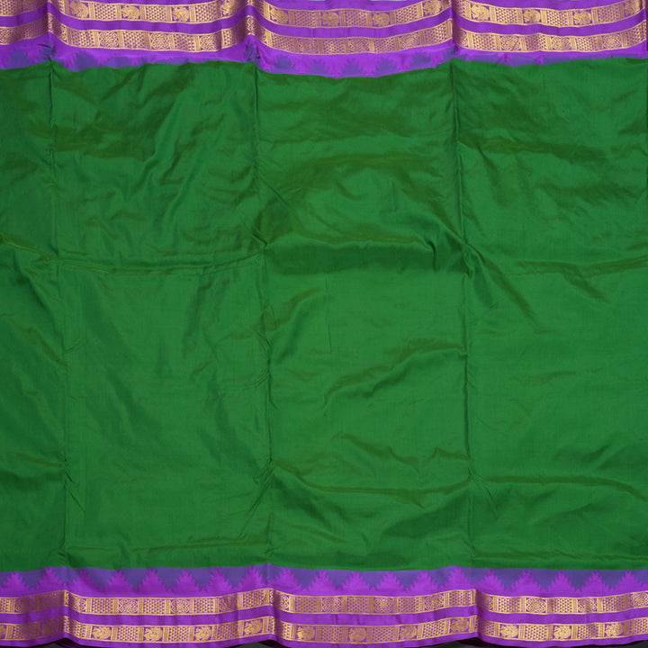Hayagrivas Handloom Bottle Green Ten Yards Silk Saree KSBE117C3-5