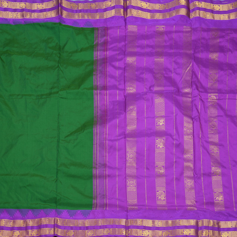 Hayagrivas Handloom Bottle Green Ten Yards Silk Saree KSBE117C3-5