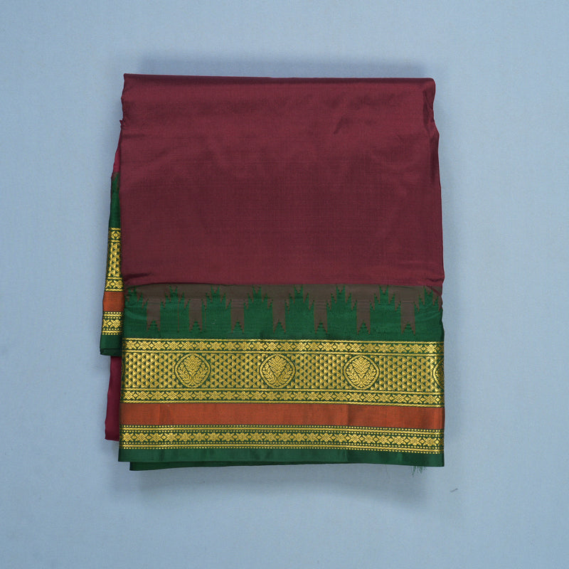 Hayagrivas Handloom Maroon Ten Yards Silk Saree KSBE117C5-2