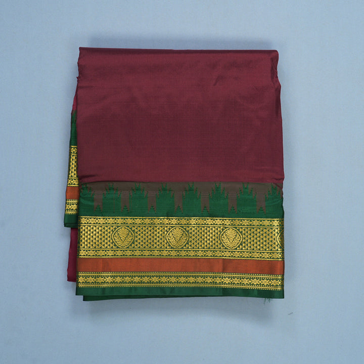 Hayagrivas Handloom Maroon Ten Yards Silk Saree KSBE117C5-2