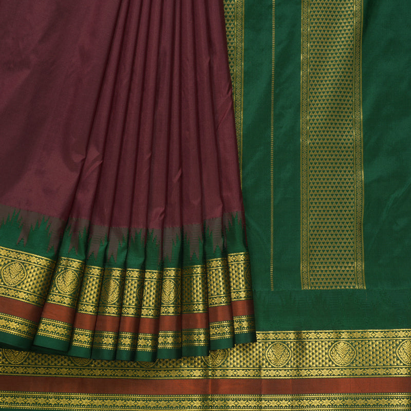 Hayagrivas Handloom Maroon Ten Yards Silk Saree KSBE117C5-2
