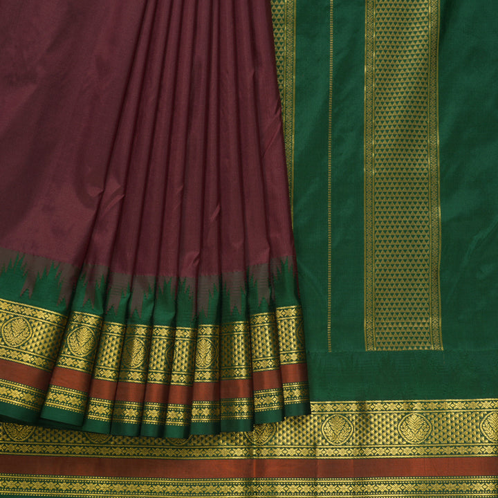Hayagrivas Handloom Maroon Ten Yards Silk Saree KSBE117C5-2