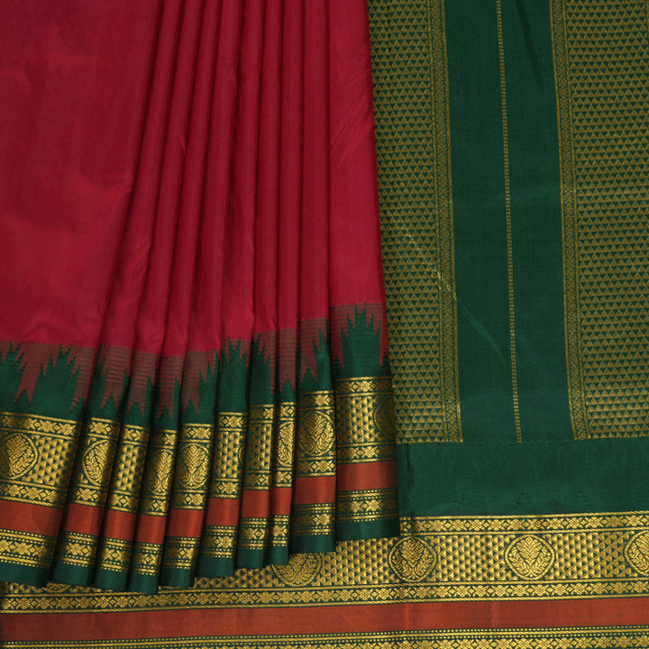 Hayagrivas Handloom Maroon Ten Yards Silk Saree KSBE117C5-4