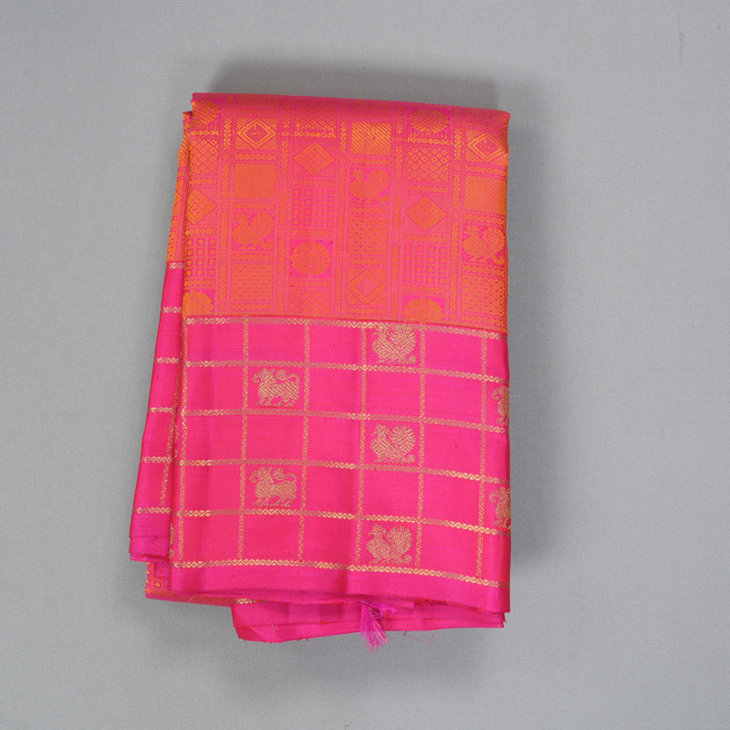 Hayagrivas Handloom Rani Pink Kanjivaram Silk Saree KSBE118C1-1