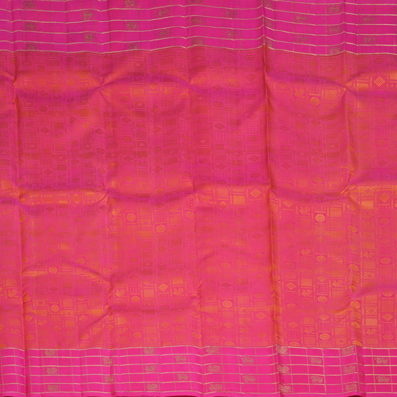 Hayagrivas Handloom Rani Pink Kanjivaram Silk Saree KSBE118C1-1