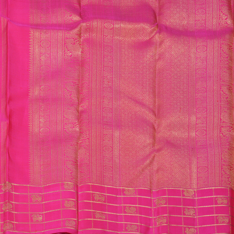 Hayagrivas Handloom Rani Pink Kanjivaram Silk Saree KSBE118C1-1