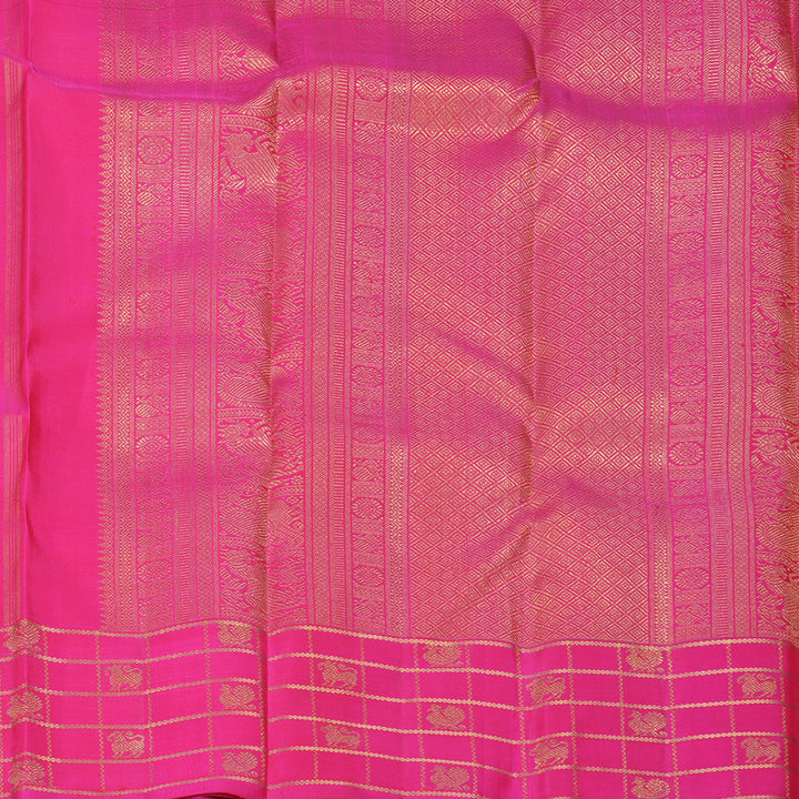 Hayagrivas Handloom Rani Pink Kanjivaram Silk Saree KSBE118C1-1