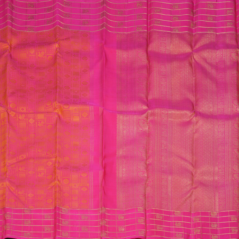 Hayagrivas Handloom Rani Pink Kanjivaram Silk Saree KSBE118C1-1