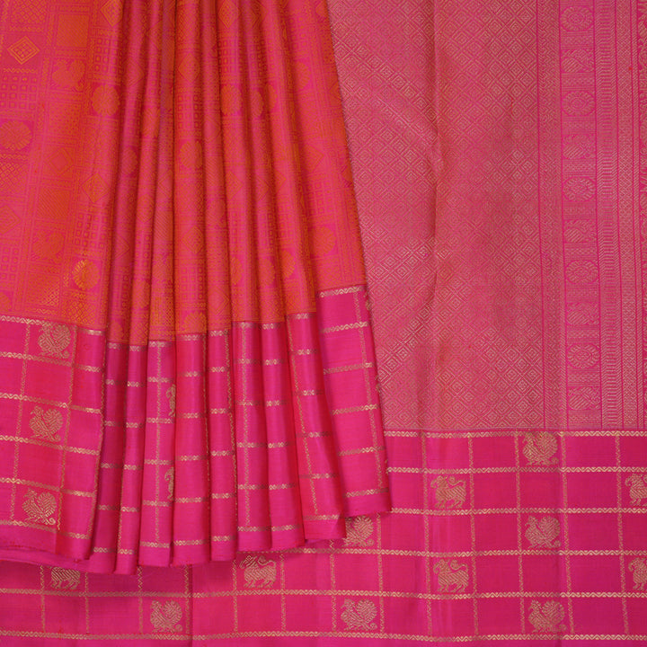 Hayagrivas Handloom Rani Pink Kanjivaram Silk Saree KSBE118C1-1