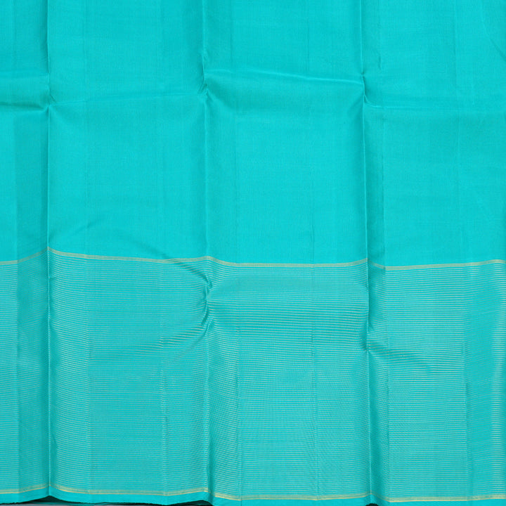 Hayagrivas Handloom Yellow Kanjivaram Silk Saree with Sea Blue Border KSBE119C2-1