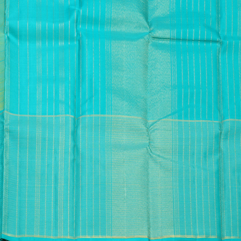 Hayagrivas Handloom Yellow Kanjivaram Silk Saree with Sea Blue Border KSBE119C2-1