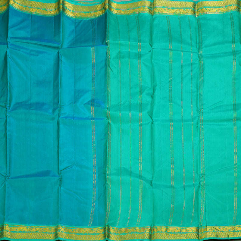 Hayagrivas Handloom Teal Kanjivaram Silk Saree KSBE120C1-12