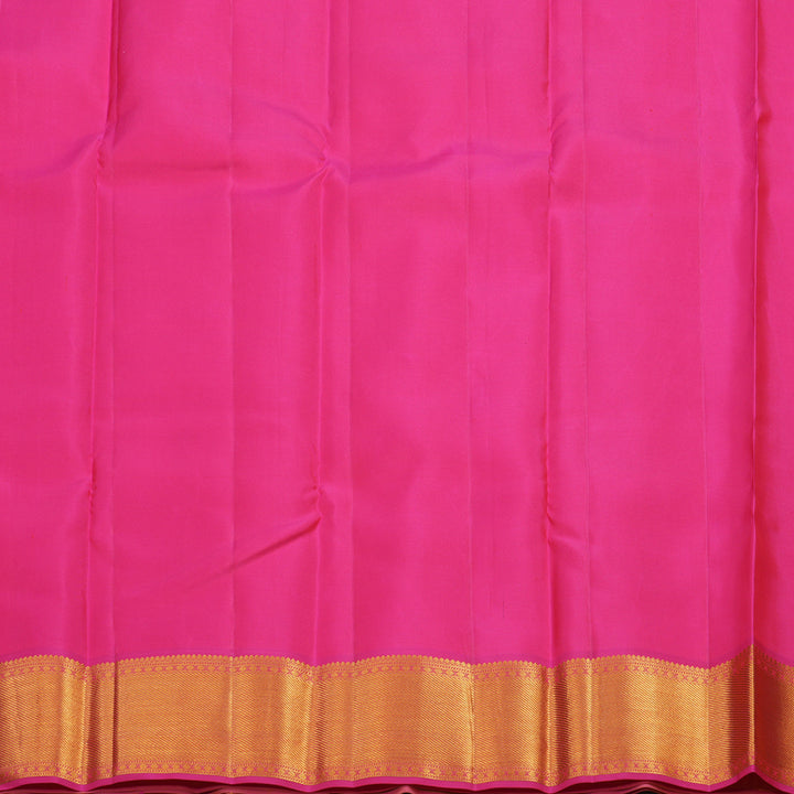 Hayagrivas Handloom Yellow Kanjivaram Silk Saree with Pink Border KSBE121C2-1