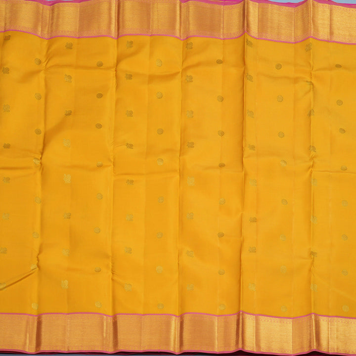 Hayagrivas Handloom Yellow Kanjivaram Silk Saree with Pink Border KSBE121C2-1