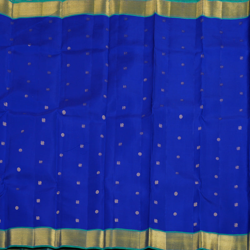 Hayagrivas Handloom MS Blue Kanjivaram Silk Saree with Aqua Green Border KSBE121C3-1