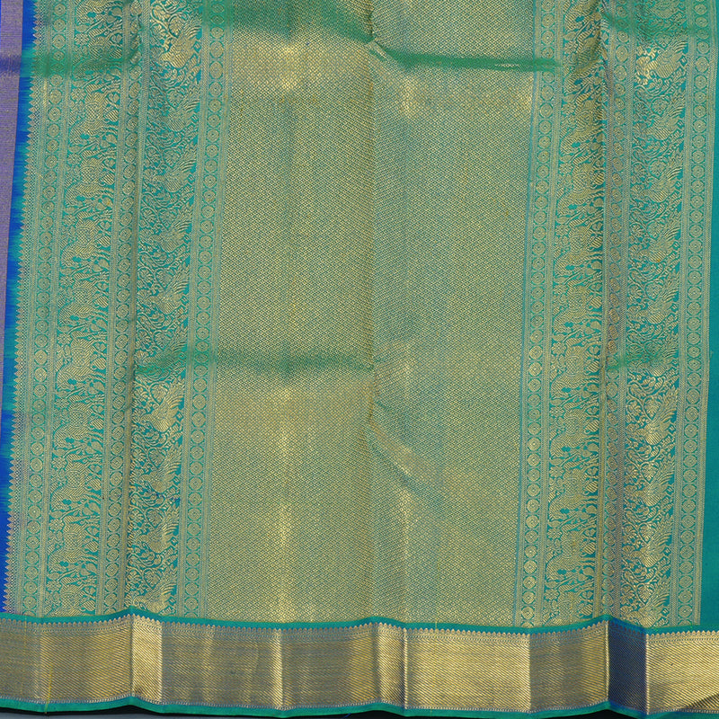 Hayagrivas Handloom MS Blue Kanjivaram Silk Saree with Aqua Green Border KSBE121C3-1