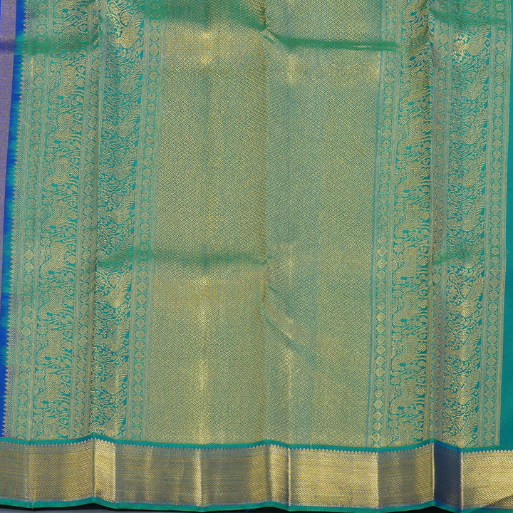 Hayagrivas Handloom MS Blue Kanjivaram Silk Saree with Aqua Green Border KSBE121C3-1