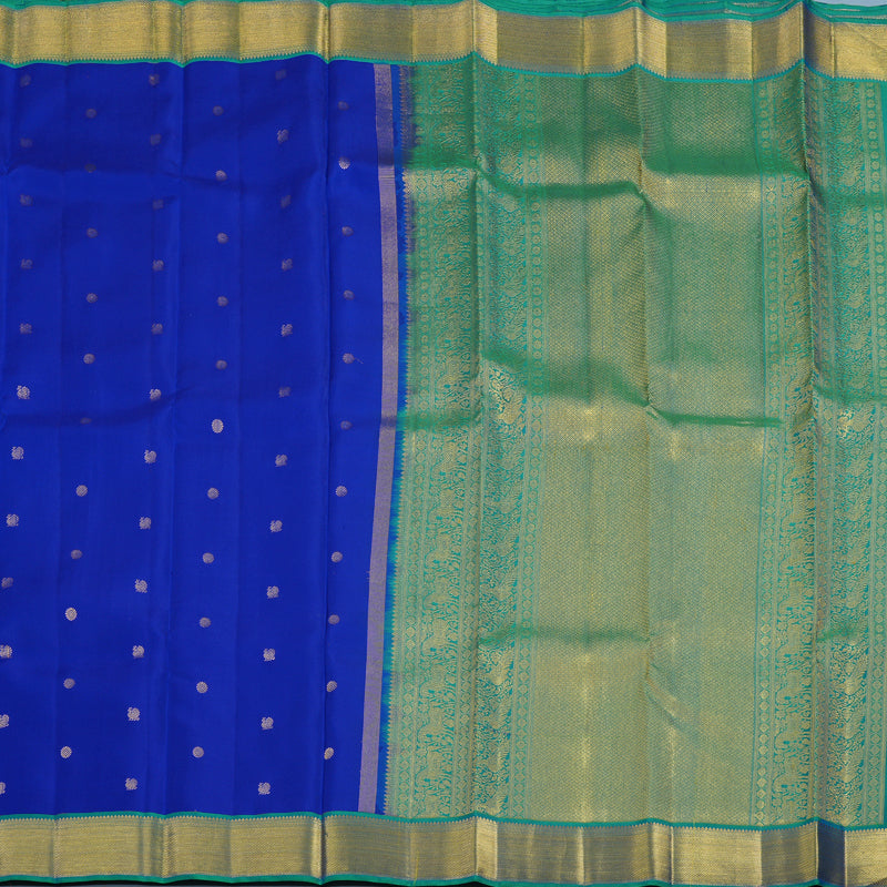Hayagrivas Handloom MS Blue Kanjivaram Silk Saree with Aqua Green Border KSBE121C3-1