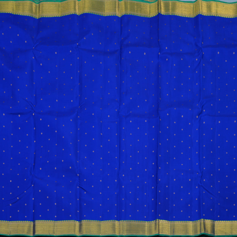Hayagrivas Handloom MS Blue Kanjivaram Silk Saree with Peacock Green Border KSBE121C3-2