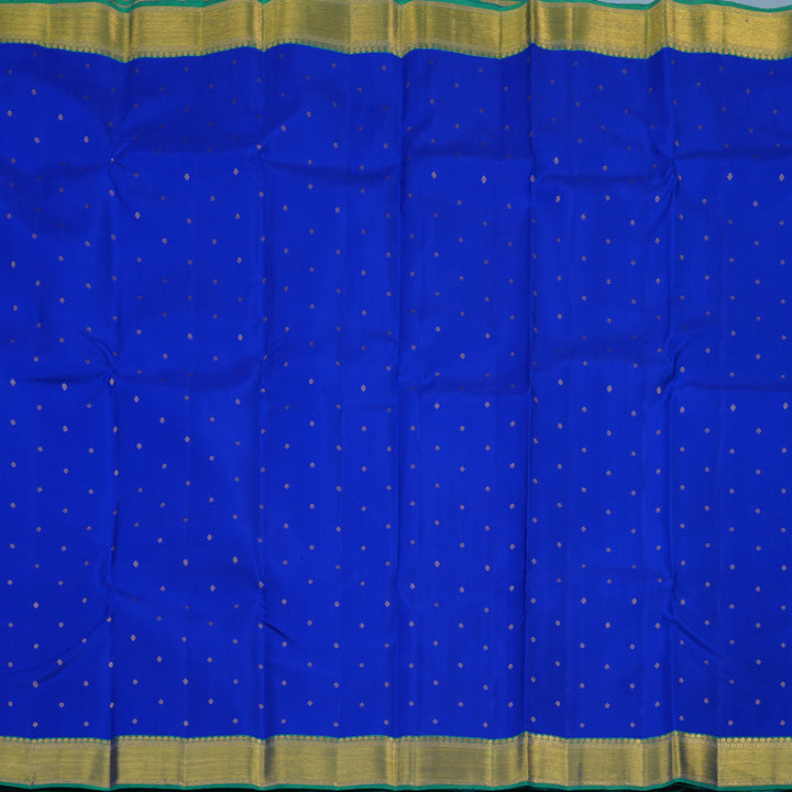 Hayagrivas Handloom MS Blue Kanjivaram Silk Saree with Peacock Green Border KSBE121C3-2