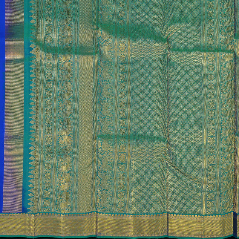 Hayagrivas Handloom MS Blue Kanjivaram Silk Saree with Peacock Green Border KSBE121C3-2