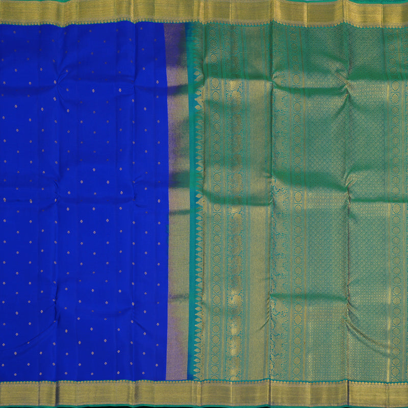 Hayagrivas Handloom MS Blue Kanjivaram Silk Saree with Peacock Green Border KSBE121C3-2