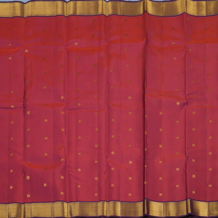 Hayagrivas Handloom Reddish-Pink Kanjivaram Silk Saree with Purple Border KSBE121C3-3