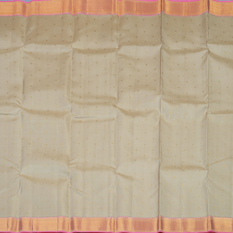 Hayagrivas Handloom Beige Kanjivaram Silk Saree with Rose Pink Border KSBE121C3-6