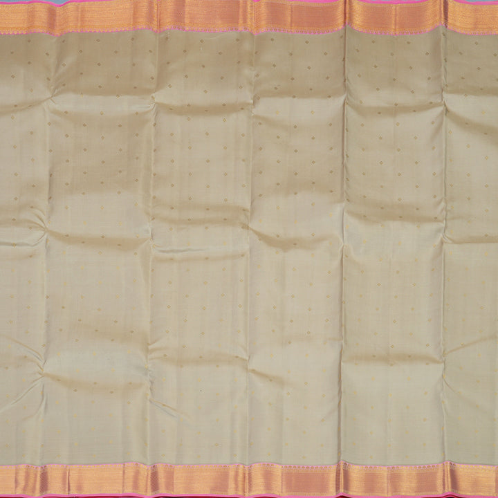 Hayagrivas Handloom Beige Kanjivaram Silk Saree with Rose Pink Border KSBE121C3-6