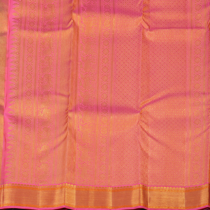Hayagrivas Handloom Beige Kanjivaram Silk Saree with Rose Pink Border KSBE121C3-6