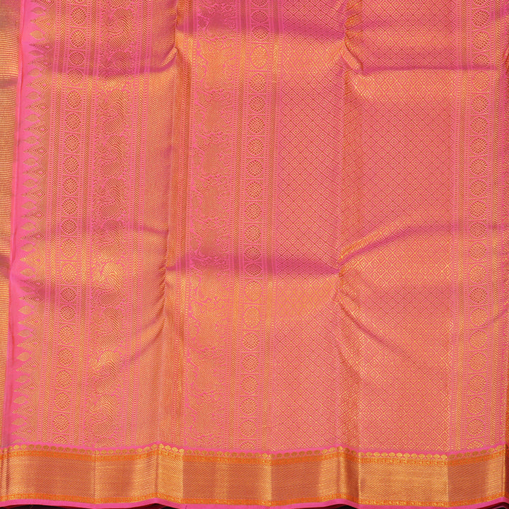 Hayagrivas Handloom Beige Kanjivaram Silk Saree with Rose Pink Border KSBE121C3-6