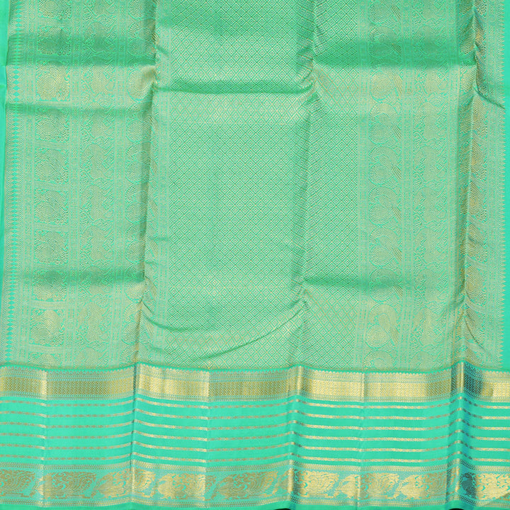 Hayagrivas Handloom Pink Kanjivaram Silk Saree with Aqua Green Border KSBE121C4-14