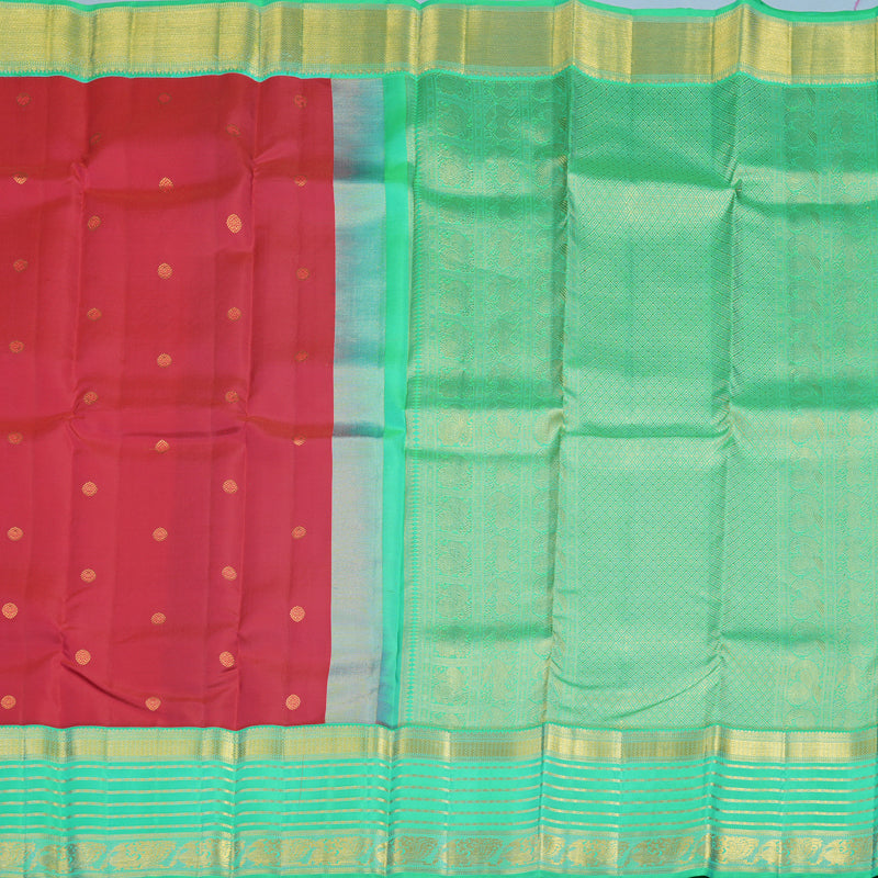 Hayagrivas Handloom Pink Kanjivaram Silk Saree with Aqua Green Border KSBE121C4-14