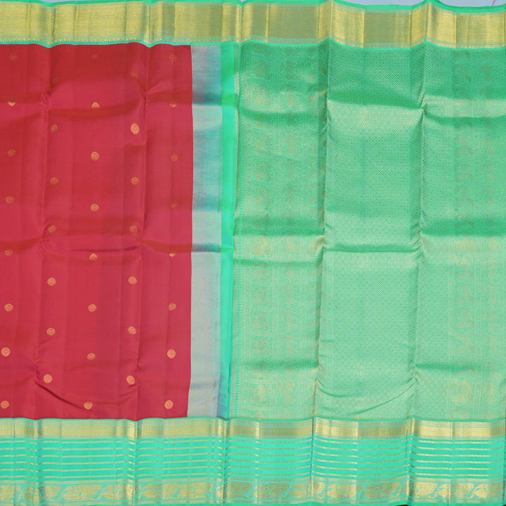 Hayagrivas Handloom Pink Kanjivaram Silk Saree with Aqua Green Border KSBE121C4-14