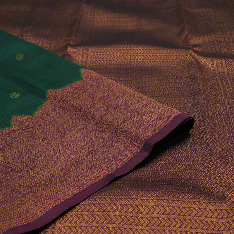 Hayagrivas Handloom Bottle Green Kanjivaram Silk Saree with Wine Border KSBE121C4-17