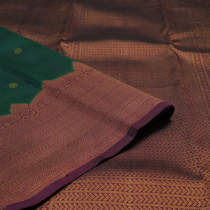 Hayagrivas Handloom Bottle Green Kanjivaram Silk Saree with Wine Border KSBE121C4-17