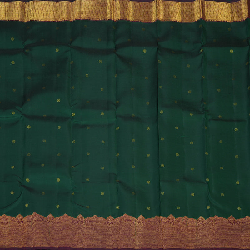 Hayagrivas Handloom Bottle Green Kanjivaram Silk Saree with Wine Border KSBE121C4-17