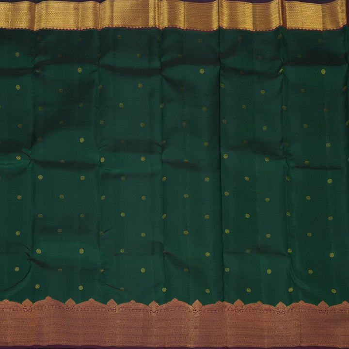 Hayagrivas Handloom Bottle Green Kanjivaram Silk Saree with Wine Border KSBE121C4-17