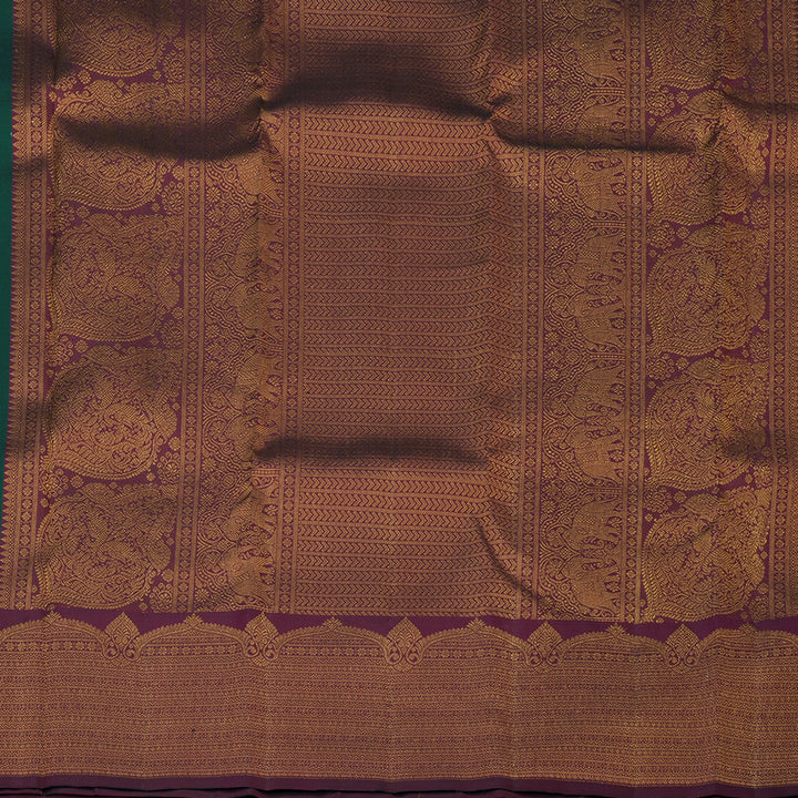 Hayagrivas Handloom Bottle Green Kanjivaram Silk Saree with Wine Border KSBE121C4-17