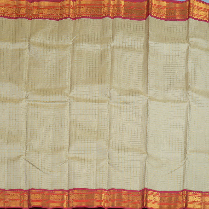 Hayagrivas Handloom Beige Kanjivaram Silk Saree with Pink Border KSBE121C4-3