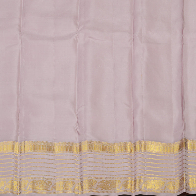 Hayagrivas Handloom Half-White Kanjivaram Silk Saree with Lilac Border KSBE121C4-7