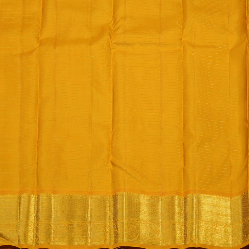 Hayagrivas Handloom Dark Blue Kanjivaram Silk Saree with Yellow Border KSBE121C5-1