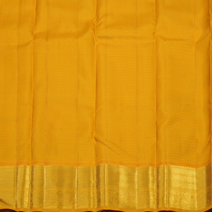 Hayagrivas Handloom Dark Blue Kanjivaram Silk Saree with Yellow Border KSBE121C5-1