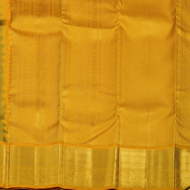 Hayagrivas Handloom Dark Blue Kanjivaram Silk Saree with Yellow Border KSBE121C5-1