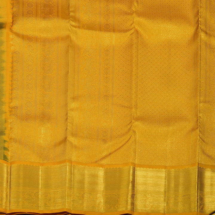 Hayagrivas Handloom Dark Blue Kanjivaram Silk Saree with Yellow Border KSBE121C5-1