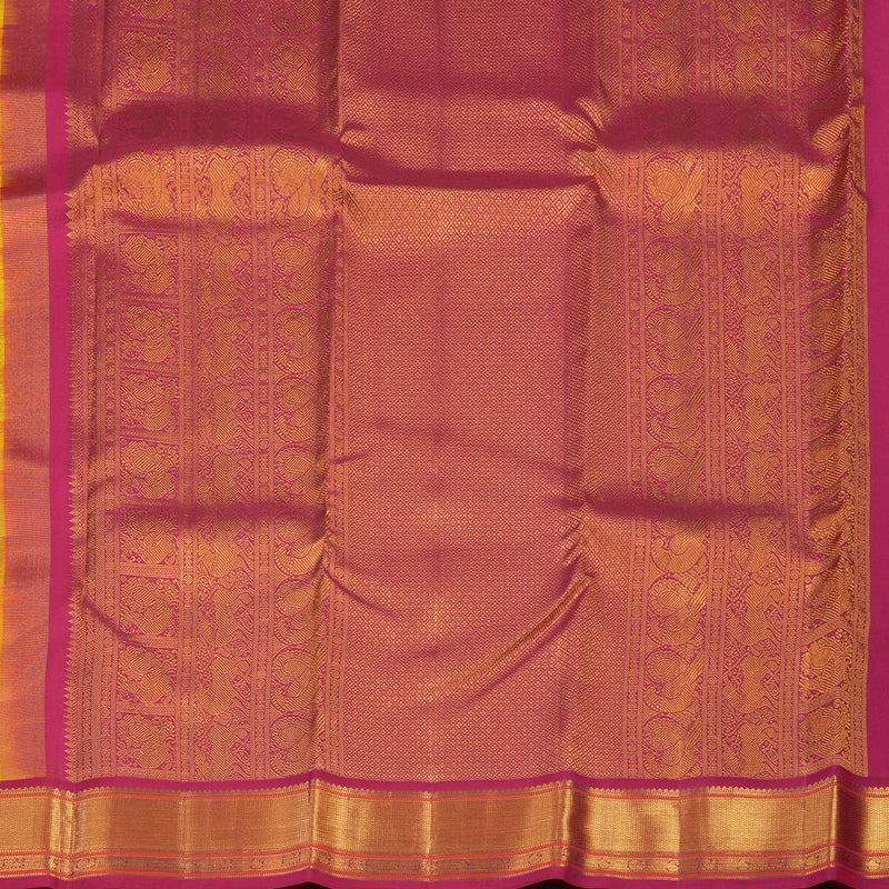 Hayagrivas Handloom Yellow Kanjivaram Silk Saree with Dark Pink Border KSBE121C5-5