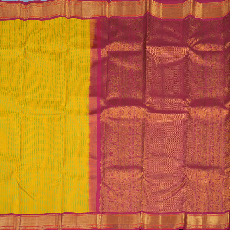 Hayagrivas Handloom Yellow Kanjivaram Silk Saree with Dark Pink Border KSBE121C5-5